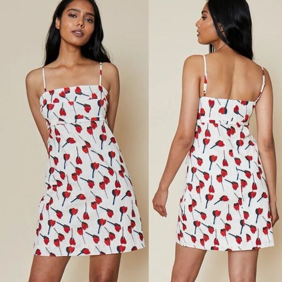 RACHEL ANTONOFF Size 6 Gwen Dress Lollipop Spaghetti Strap Mini Red Hearts - Picture 12 of 12